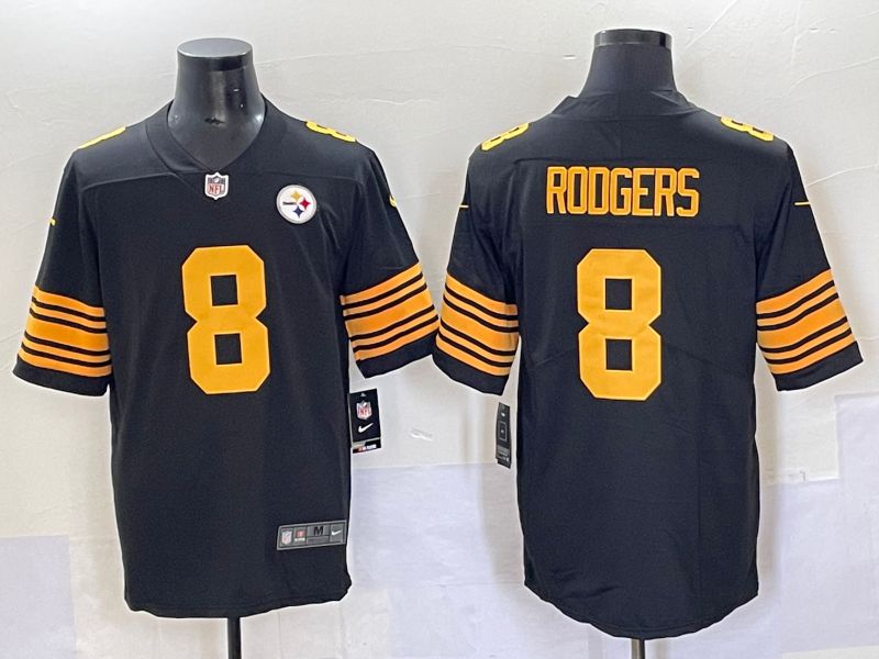 Men 2025 Pittsburgh Steelers #8 Rodgers Black yellow Nike Limited NFL Jersey style 1->pittsburgh steelers->NFL Jersey